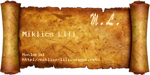 Miklics Lili névjegykártya